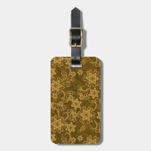 Guld- vintageblommönster bagagebricka