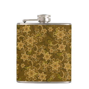 Guld- vintageblommönster fickplunta