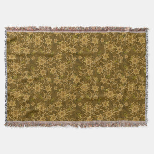 Guld- vintageblommönster filt