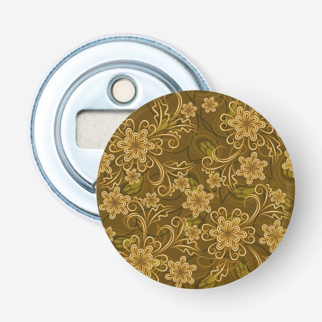 Guld- vintageblommönster flasköppnare (Framsidan)