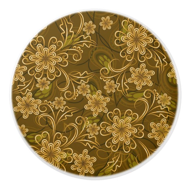 Guld- vintageblommönster knopp (Framsidan)