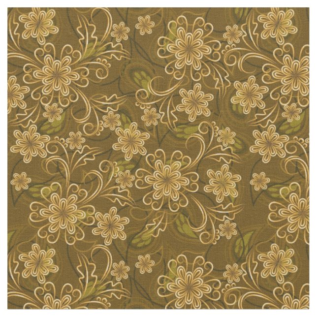 Guld- vintageblommönster tyg (Närbild)