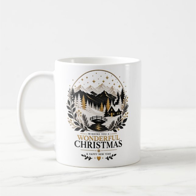 Guld Vinter Siluett 1 Kaffe Mugg  (Vänster)