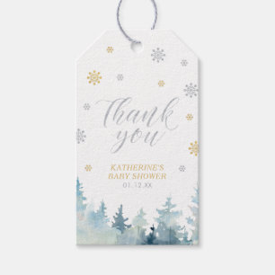 Guld Vinter Världens Underbarn Babyshower Tack Gåv Presentetikett