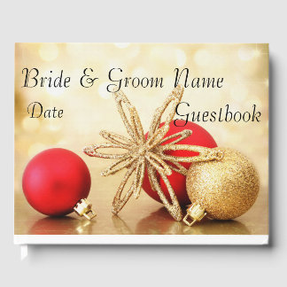 Guld Vinterjul Bröllop Guest Bok
