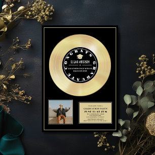 Guld Vinyl Black Plaque Photo Studenten Inbjudningar