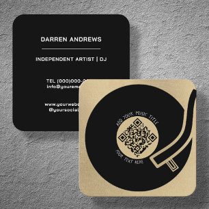 Guld Vinyl LP QR-kod för musik Fyrkantigt Visitkort
