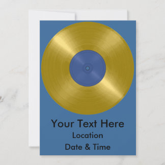 Guld Vinyl Record Album Inbjudningar