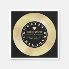 Guld/Vinyl Record Black Studenten Pappersservett