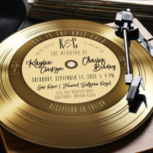 Guld Vinylskiva Unik Vintage Musik Bröllop