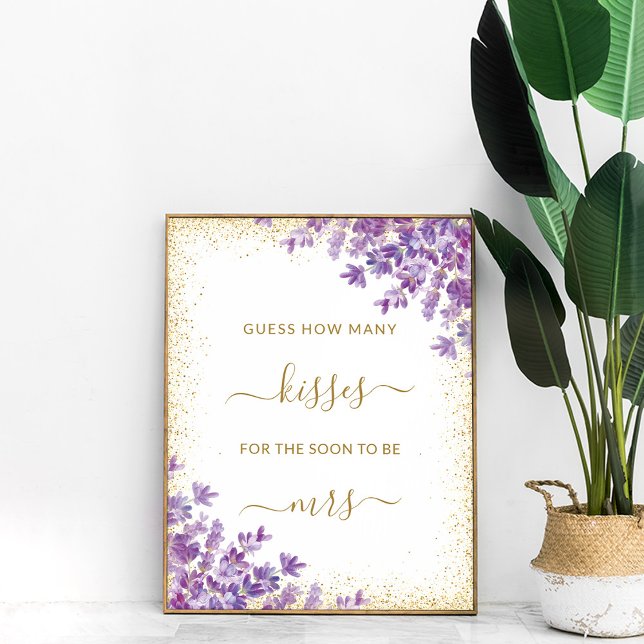 Guld Violet Lavender Hur många Kisses Möhippa-spel Poster (Skapare uppladdad)