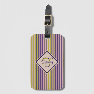 Guld, Violet, Lila & Rosa Rand Monogram Bagagebricka