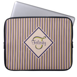 Guld, Violet, Lila & Rosa Rand Monogram Laptop Fodral