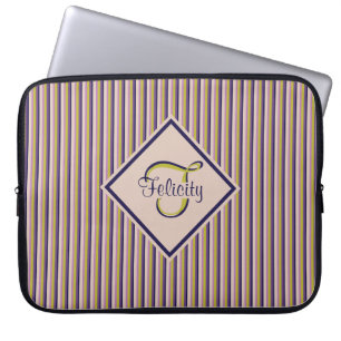 Guld, Violet, Lila & Rosa Rand Monogram Laptop Fodral