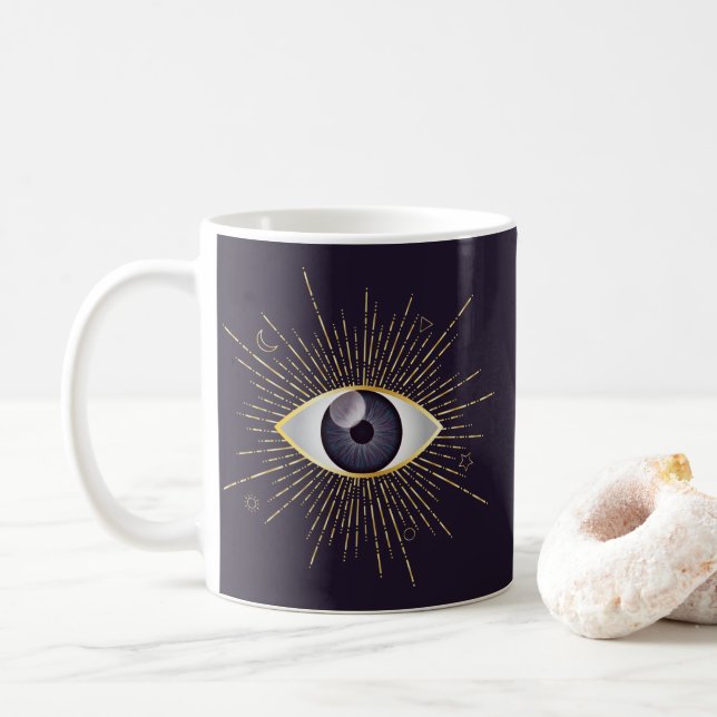 Guld & Violet Mystic Evil Öga Nazar Mati Kaffemugg (Med munk)