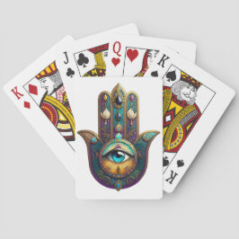 Guld Violett Teal Hamsa m/ Turkos Tredje Öga Casinokort