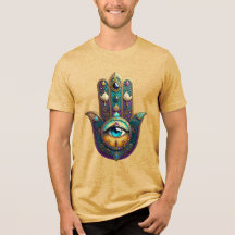 Guld Violett Teal Hamsa med Turkos Tredje Öga