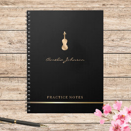 Guld Violin Viola Elegant Script Snyggt Musician Anteckningsbok