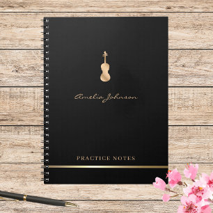Guld Violin Viola Elegant Script Snyggt Musician Anteckningsbok