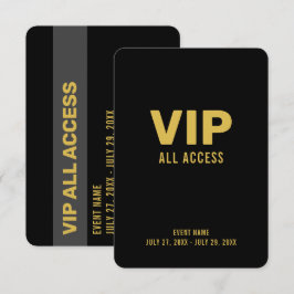 Guld VIP Allt Tillträde Pass Evenemangs-ID-märke 3 Inbjudningar