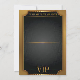 GULD VIP BILJETT PASS Blank Födelsedagsinbjudan Inbjudningar