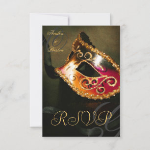 Guld Virvel Maskettemaskerad RSVP Inbjudan