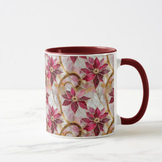 Guld Virvlar Burgunder Rosa Jul Poinsettia Mugg