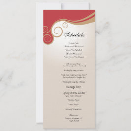 Guld virvlar runt på rött och kräm- schema inbjudningar