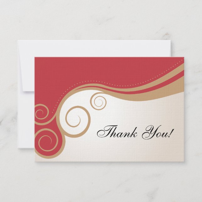 Guld virvlar runt på rött och kräm- tack (Framsida)