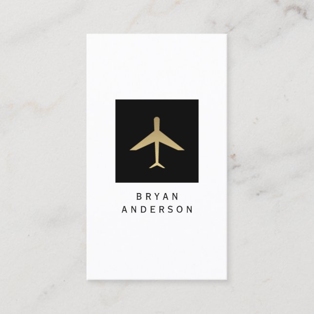 Guld- visitkort för färgflygplanlogotyp (Framsida)