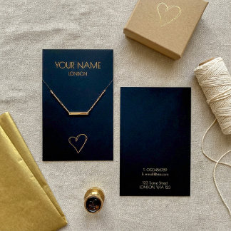 Guld-visning för hjärthalsband eller armband visitkort