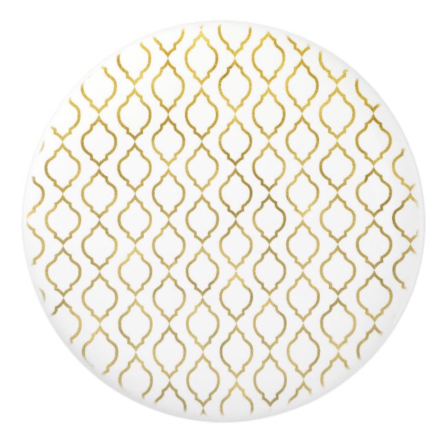 Guld & Vit Arabisk Marockansk Glam Indisk Tema Knopp (Framsidan)