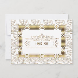 Guld Vit Art Deco Stor Gatsby 1920-talet Tack Kort
