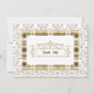 Guld Vit Art Deco Stor Gatsby 1920-talet Tack Kort