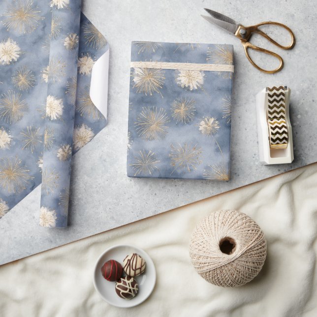 Guld Vit Blå Glitter Fyrverkerier Presentpapper (Hantverk)