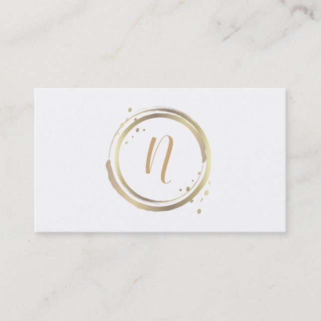 Guld & Vit Blank Glam Modern Minimal Bröllop Visitkort (Framsida)