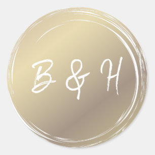 Guld & Vit Blank Glam Modern Minimal Bröllopsmakeu Runt Klistermärke