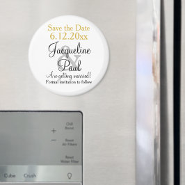 Guld Vit Bröllop Spara Datum Magnet