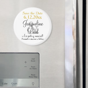 Guld Vit Bröllop Spara Datum Magnet