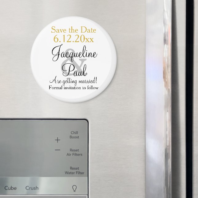Guld Vit Bröllop Spara Datum Magnet (In Situ (Fridge))