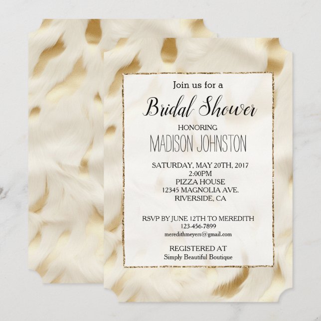 Guld Vit Cowgirl Western Koholad Inbjudningar (Fram/baksida)