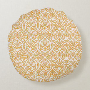 Guld & Vit Damask Runt Kuddskal Rund Kudde