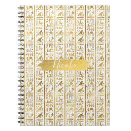 Guld & Vit Egyptisk Egypten Glam Modern Chic Anteckningsbok Med Spiral