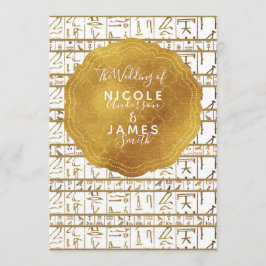 Guld Vit Egyptisk Egypten Glam Modern Chic Bröllop Inbjudningar
