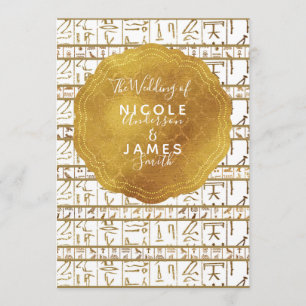 Guld Vit Egyptisk Egypten Glam Modern Chic Bröllop Inbjudningar