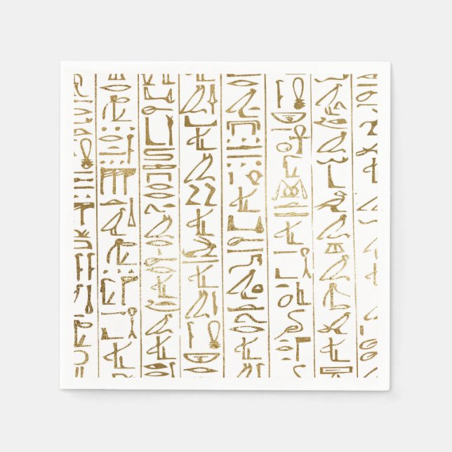 Guld & Vit Egyptisk Egypten Glam Modern Chic Fest Pappersservett (Framsidan)