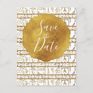 Guld Vit Egyptisk Egypten Glam Spara Datumet Meddelande Vykort