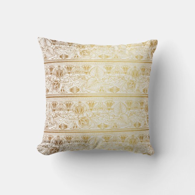 Guld & Vit Egyptisk Egypten Print Glam Modern Chic Kudde (Framsida)
