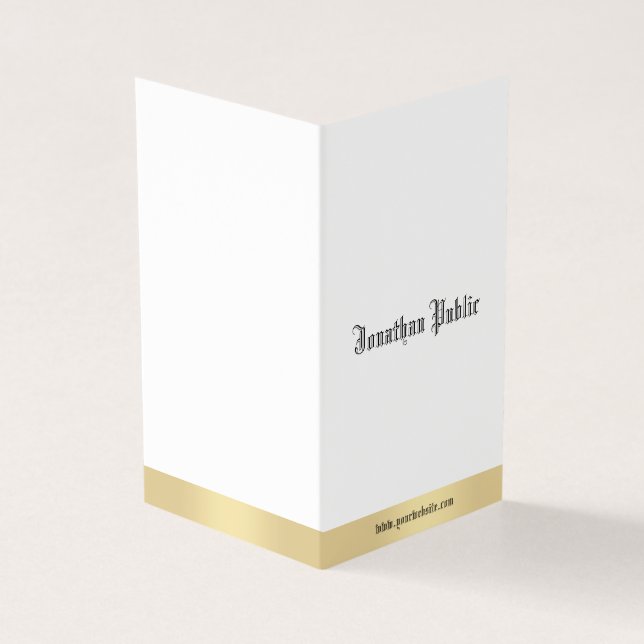 Guld Vit Elegant Gammal Stil-kalligrafi Visitkort (Utsida)