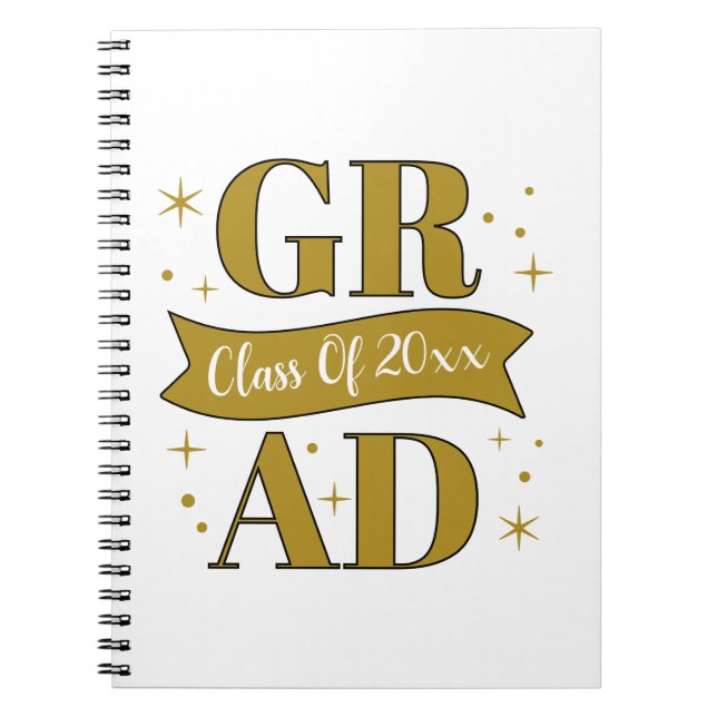 Guld & Vit Examenfest Anteckningsbok (Framsidan)